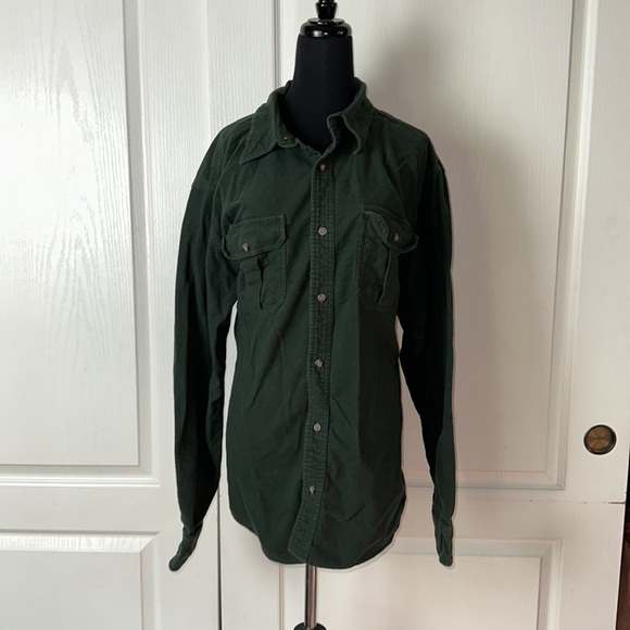 EDDIE BAUER DARK HUNTER GREEN BUTTON UP SHIRT - Picture 1 of 5